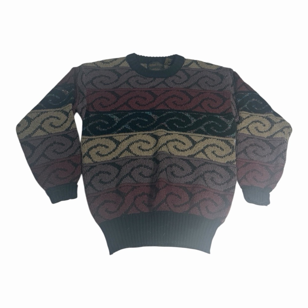 Vintage Michael Gerald Sweater Mens Medium Pullover Geometric Swirl Grandpa Dad